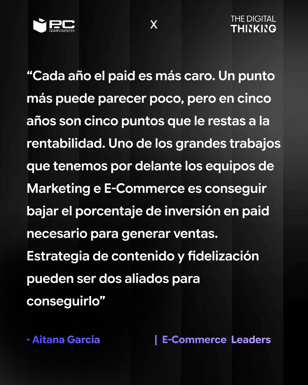 Reflexión de Aitana García sobre inversión en marketing y ecommerce